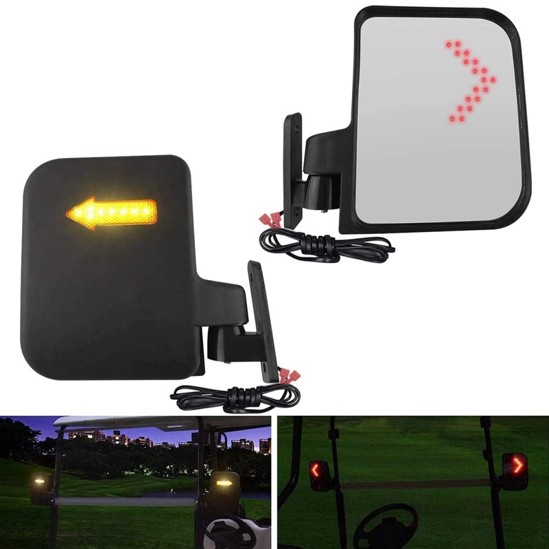 Golf Cart Side Mirrors with Turn Signal Light Golf Cart