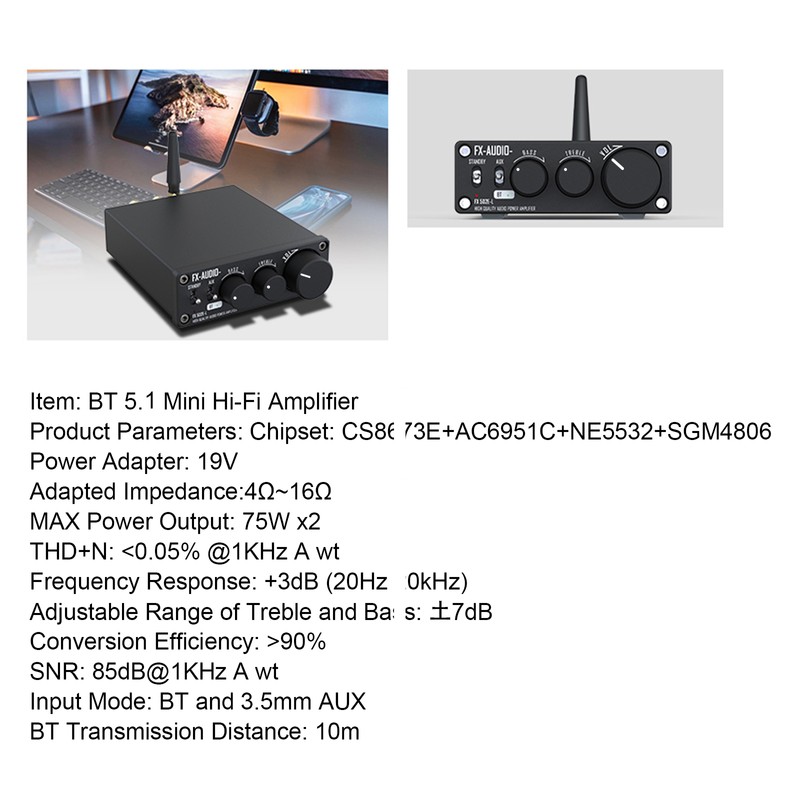 FX-AUDIO FX 502E-L HiFi 2.0 BT 5.1 Full Digital Audio