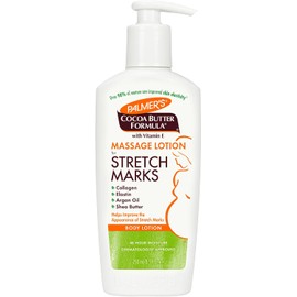 Palmer's Cocoa Butter Formula Loción de Masaje para las Estrías con Manteca de Cacao, Vitamina E, Colágeno, Elastina, Aceite de Argán y Manteca de Karité, Dermatológicamente Probada, 250ml