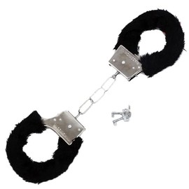 Yucong Metal Handcuffs for Cosplay Police Kids Toy Metal Handcuffs with 2 Keys Party Supplies Costume Accessories Handcuffs Prop Dress Ball Party (Black)