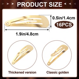 PAGOW 16 Pcs Gold Snap Hair Clips, 2"/5cm Metal Hair Barrettes, Thicken Hair Accessories for Women Thin and Thick Hair