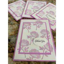 Stampin' Up! Card Set Of 4 Stampin Fresh Freesia Roses Thank You