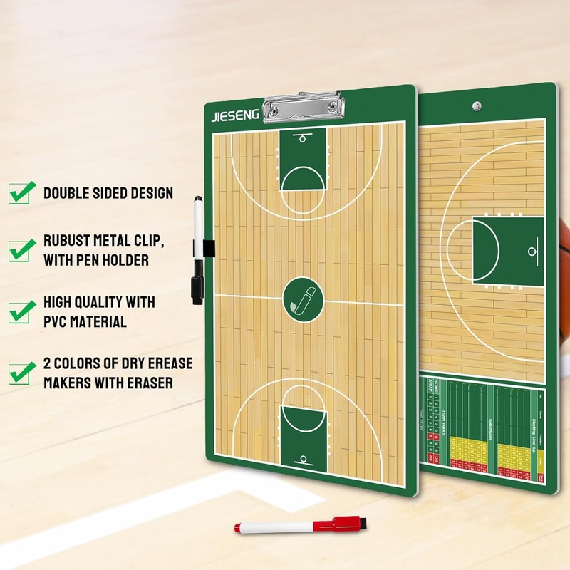 JIESENG Dry Erase Coaching Board for Premium Basketball Tactics,Green
