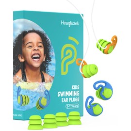 Hearprotek Swimming Ear Plugs for Kids, 2 Pairs Reusable Silicone Waterproof earplugs for Small Ear canals Toddlers∣Child Ear Protection for Swim Ear,Shower,Bath,Pool and Water Sports (3-12yrs) Orange
