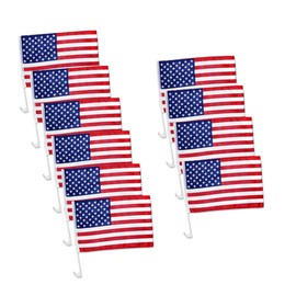 US American Patriotic Car Flag with Window Clip USA Flag 17" x 12" (10)