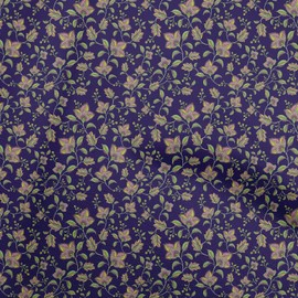oneOone Silk Tabby Navy Blue Fabric Asian Japanese Floral Dress Material Fabric Print Fabric by The Yard 42 Inch Wide