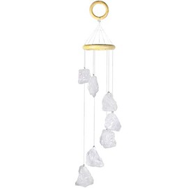 Nupuyai Natural Rock Crystal Wind Chimes for Garden Home Decor, Crystal Stone Hanging Ornament Wind Bell for Outdoor Indoor 53cm