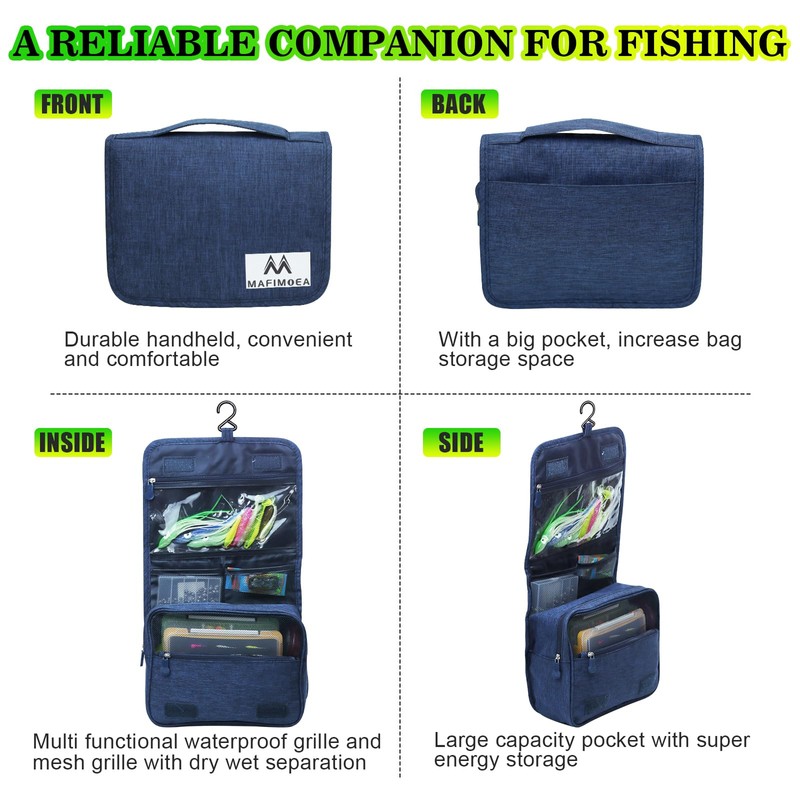 MAFIMOEA Fishing Handheld Tackle Storage Bag, Dry-Wet Separation, Waterproof Fishing