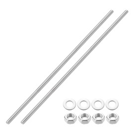sourcing map 2pcs Fully Threaded Rod, M8 x 300mm 201 Stainless Steel Right Hand Threads Rods with Nuts and Flat Washer Fully Studding Rod Bar for Clamps, Hangers and U-Bolts