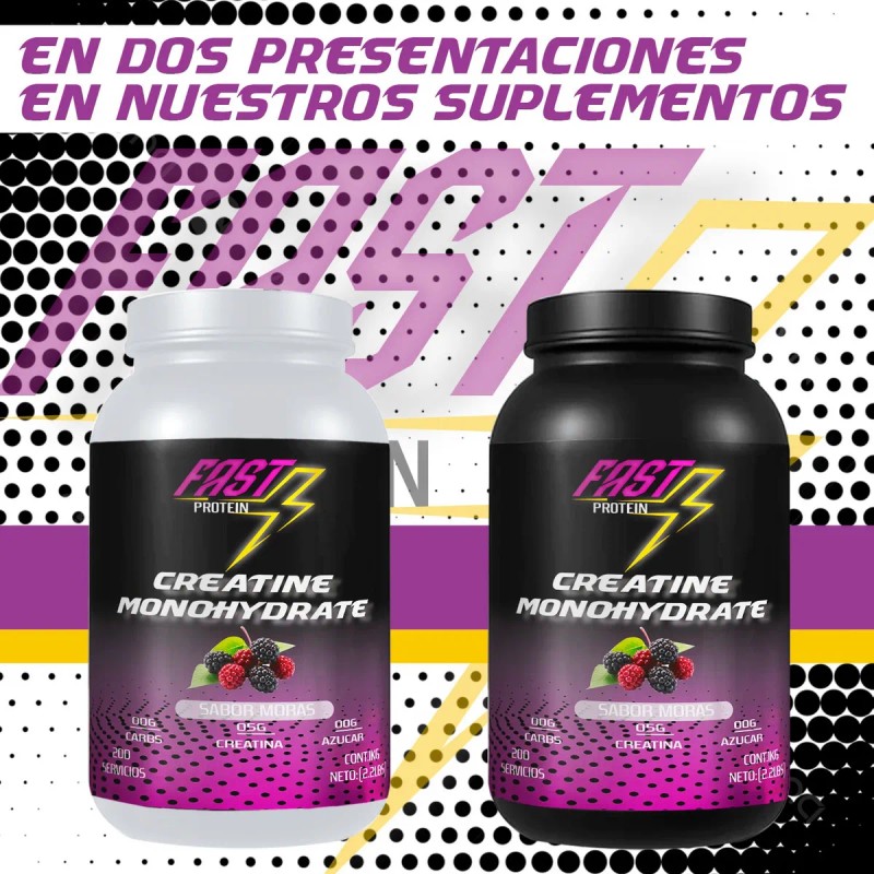 Creatina Monohidratada Fast Protein 1kg 200 Servicios Varios Moras-