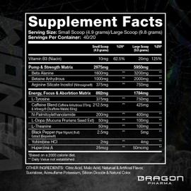 DRAGON PHARMA Venom Extreme Potency Pre-Workout, Laser Sharp Focus + Energy, Intense Performance, Proven Ingredients for Enhanced Vasodilation & Endurance (40 Servings, Passion Fruit)