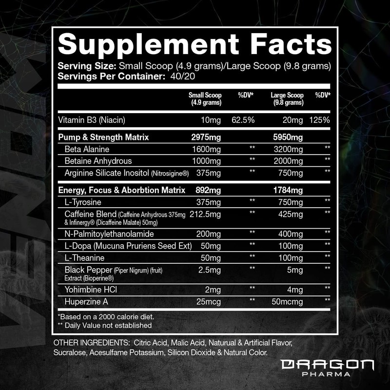 DRAGON PHARMA Venom Extreme Potency Pre-Workout, Laser Sharp Focus +