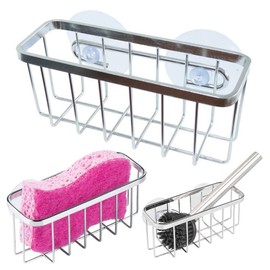 Andy's Orchids 304 Stainless Steel Sponge Rack with Suction Cups for Kitchen and Bathroom Organization, Metal Drain Rack and Sponge Holder for Kitchen Sink and Dish Storage.