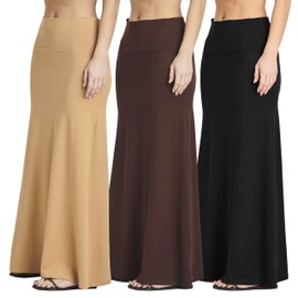 Womens Casual Maxi Length Long Skirt Skirts Summer Flowy Faldas Mujer Skirts Spring Pencil Tummy Control High Waist Ladies Modest