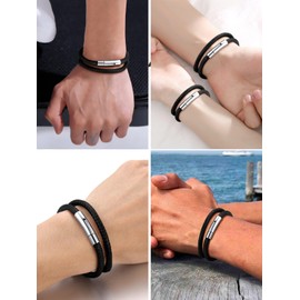 ChainsPro Men's Braided Bracelet, Popular, 2 Strings, Can Be Engraved, Name Engraving, Black, Women's Accessories, Polyester