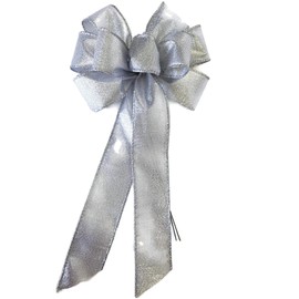 Small 5-6" Metallic Silver Wired Bow