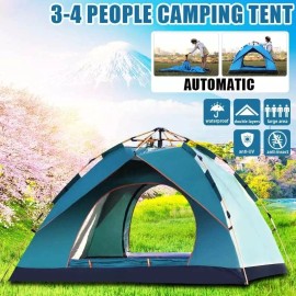 Unbranded 3-4 Person Automatic Quick Pop Up Tents Portable Instant Tent for Camping Hiking - Blue