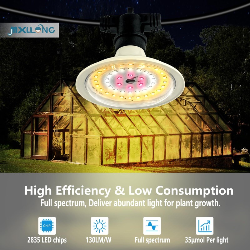 JMXULONG Outdoor LED Grow Lights, Waterproof String Grow Light, Full