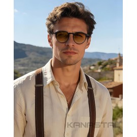 KANASTAL Acetato Lentes de Sol Polarizados Mujer Hombre Redondos Pequeños Protección UV400, TR90, Gafas Circulares, Clasicos, Vintage, Retro Polarized Sunglasses, Pesca, Playa, Viajar