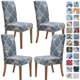 SPRINGRICO Chair Covers for Dining Room Set of 4, Stretch Dining Chair Cover, Washable Spandex Kitchen Parsons Chair Slipcovers, Removable Seat Protector for Home or Party (4 Pack, Bora Bora)