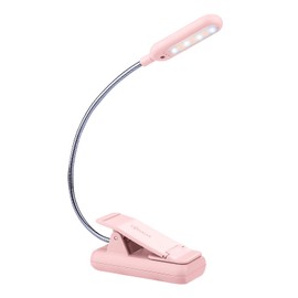 VAVOFO Rechargeable Book Light, Blue Light Blocking, Amber 1600K Clip On Reading Light, Eye Care 7 LEDs kids book light for reading in bed with Power Indicator for Bookworms (Pink)