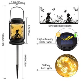 Dog Solar Lanterns 3-in-1 Outdoor Waterproof - Birthday Gifts for Dog Lovers Women Mom Christmas, Mason Jar Hanging Lanterns with Stake, Garden Decor Lights for Patio Yard Balcony Decorations