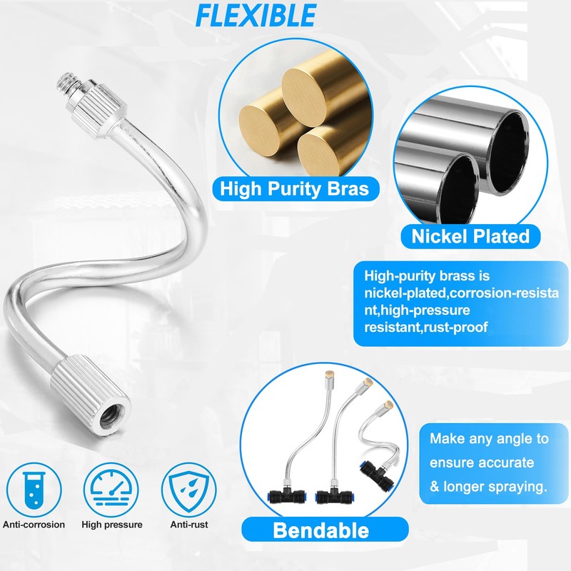 Mornajina 30 Packs 5.9 Inch Flexible Mister Nozzle Extensions, Brass