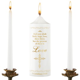 Frienda Unity Candles for Wedding Ceremony Set, Unity Wedding Candles Set, Wedding Ceremony Candles, Catholic Religious Wedding Accessories Extra Large Candle Taper Candles (Love Style)