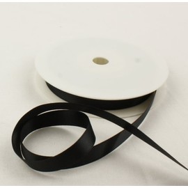2 Metres of 10mm width Double Faced Satin Ribbon - Choose from 22 Colours (Black) by Perfect Party World