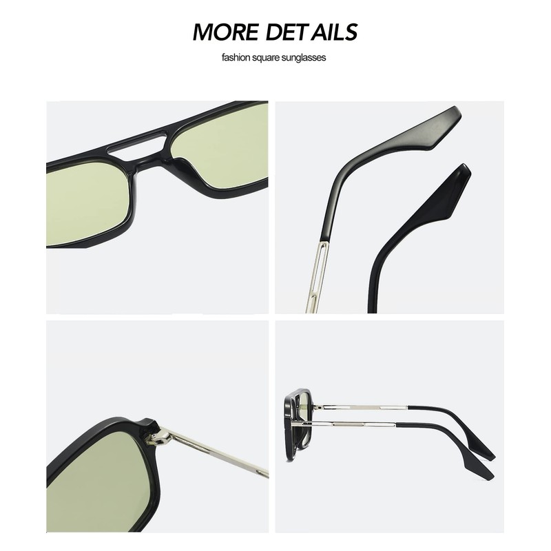 OSAGAMA Vintage Square Sunglasses for Women Men 70s Small Glasses
