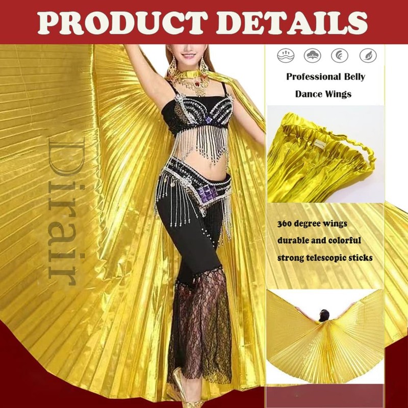 Women Adult Egyptian Professional Belly Dance Costume isis Wings 360