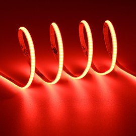 TOPAI Tira LED COB Ultra Delgada 4mm 12V 5 Metros Rojo 400LED/M CRI>90 Regulable Autoadhesiva Flexible Cortable para Casa Dormitorio Cocina (Solo Tira LED)