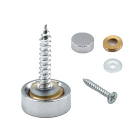 Boguish 4Pcs Mirror Screws, 14mm Caps Cover Nails Polished Stainless Steel Flat Head Decorative Screws