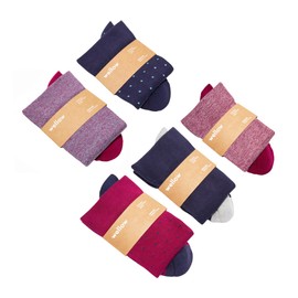 Wellow Regular Compression Socks (Pack of 5) for Men & Women, Circulation Support, 18-25 mmHg, Made with Viscose from Bamboo, LG, Office Days