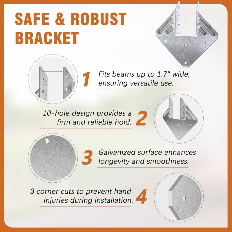 Garaook 70 Pack 16-Gauge Hurricane Ties for Rafter, Heavy Duty