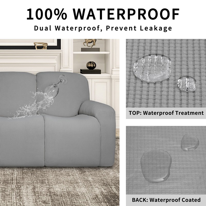 Easy-Going 100% Dual Waterproof Recliner Loveseat Cover, 6-Pieces Stretch Relining