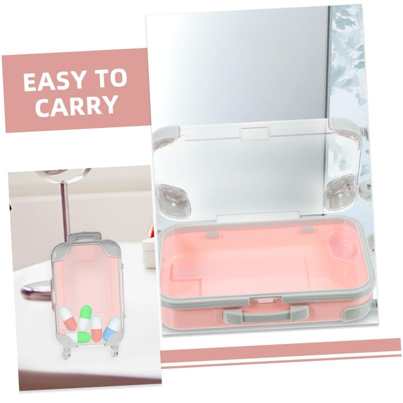 Garneck 2pcs Mini Plastic Suitcase Makeup Box - Portable Hard