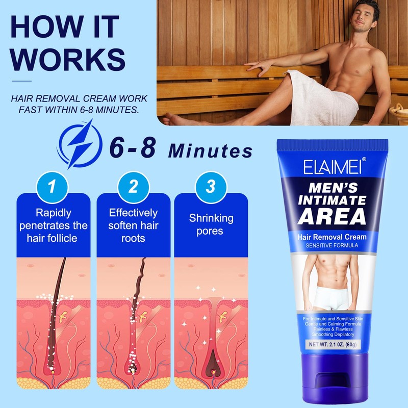 Dinalio Down Under Hair Removal Cream,Depilatory Cream for Intimate Areas