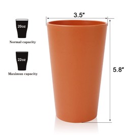 Homienly Wheat Straw Cups, 20 OZ Drinking Cups Set of 6, Plastic Cups Reusable, Stackable Kitchen Cups Set, Dishwasher Safe Water Glasses, Unbreakable Drinking Glasses for Camping, Traveling - Black