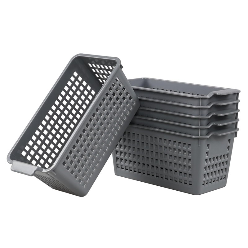 Julyeen 6 Pack Plastic Slim Storage Baskets, Pencil Holder for