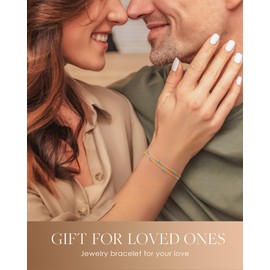 LOUISA SECRET Birthstone Bracelets for Women, 925 Sterling Silver Dainty Simple Women Charm Link Bracelet, Birthday Anniversary Jewelry Gifts for Women Wife Mom Her