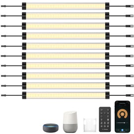 LABOREDUCER Under Cabinet Lights Plug in 10 Pack,11inch Ultra Thin LED Dimmable Closet Lights with Remote and Alexa Google APP,Under Counter Light for Kitchen,Cabinet,Workbench (10Pack Warm White)