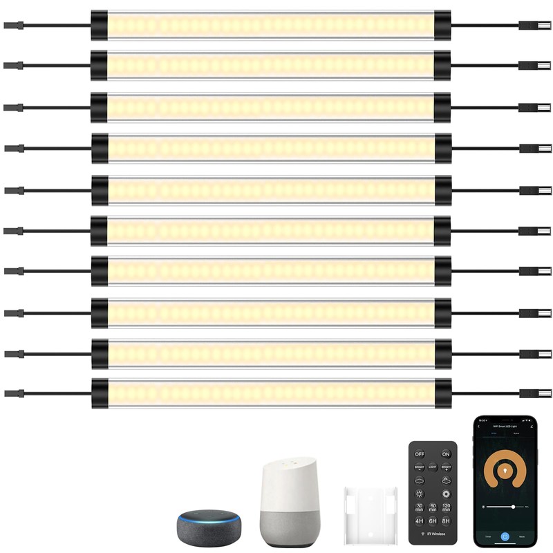 LABOREDUCER Under Cabinet Lights Plug in 10 Pack,11inch Ultra Thin