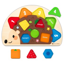 AMFUN Montessori Puzzle Toys, Wooden Puzzles Jigsaw, Wooden Peg Board Toy, Learning Colour Sorting Toys, Educational Toys for 1 2 3 Year Boys Girls
