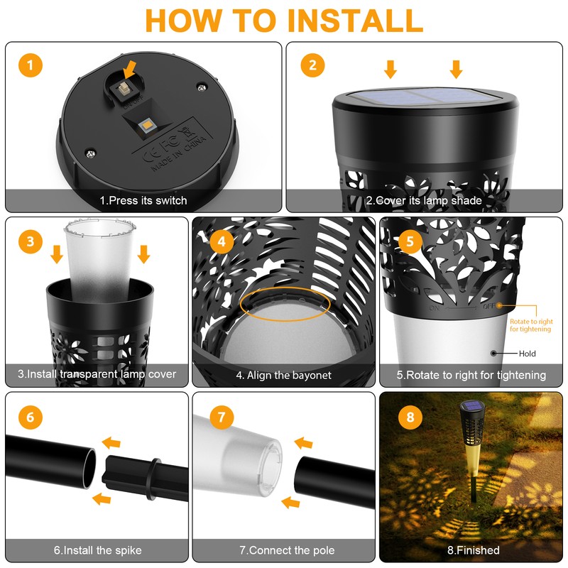 4PCS Solar Powered Operated Outdoor Lawn Lamp Hollow-out Design Sensitive