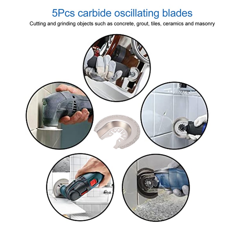 5Pcs Oscillating Saw Blades Universal Diamond Carbide for Tile Grout