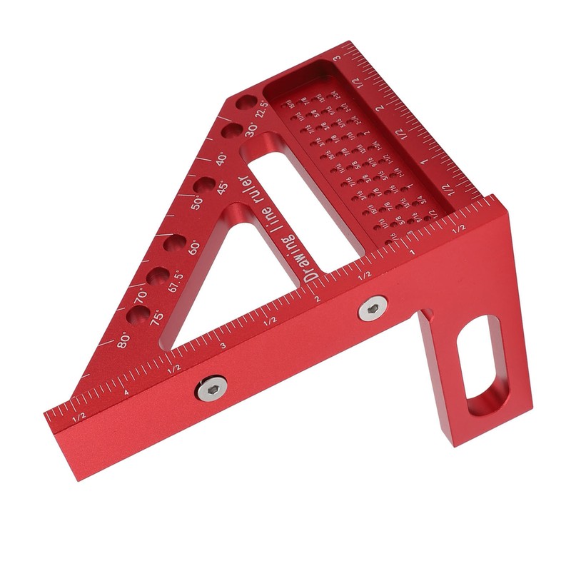 Carpenter Square Hole Scribing Ruler 45 90 Degree Aluminum Alloy