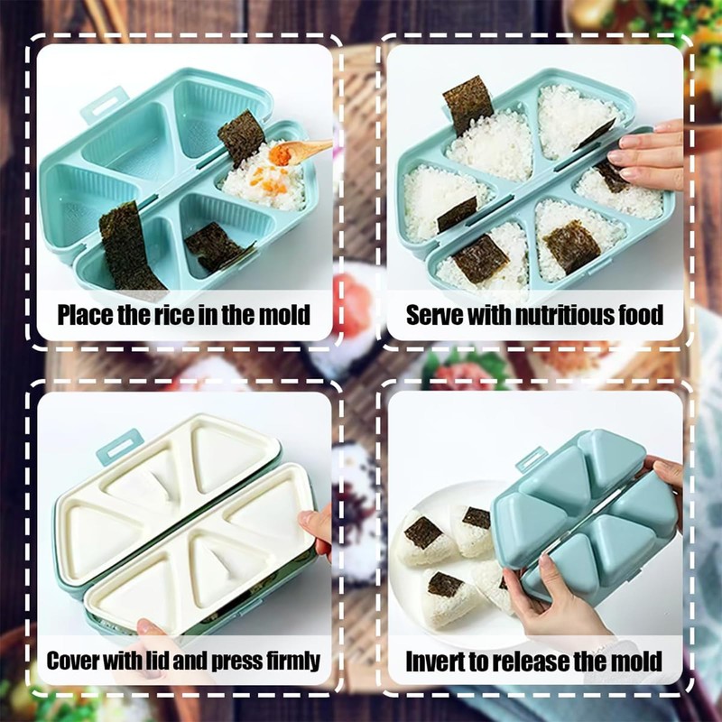 Yeanifeana 6 in 1 Sushi Mold for Onigiri Rice Balls,