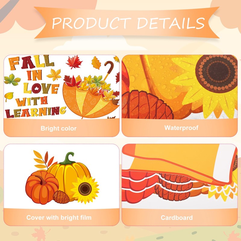 JarThenaAMCS 42Pcs Fall in Love with Learning Bulletin Board Kit