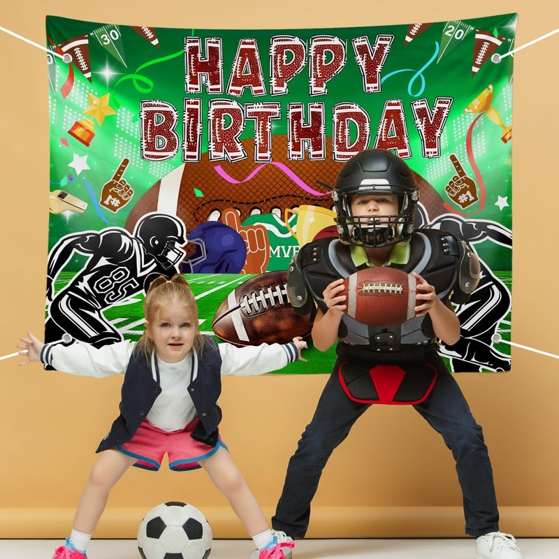 Football Happy Birthday Backdrop Banner